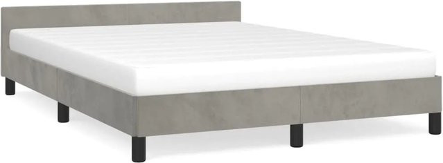 vidaXL Bettgestell mit Kopfteil aus Samt in Hellgrau, B/T/H: 140 x 190 x 143 cm - Bild 1