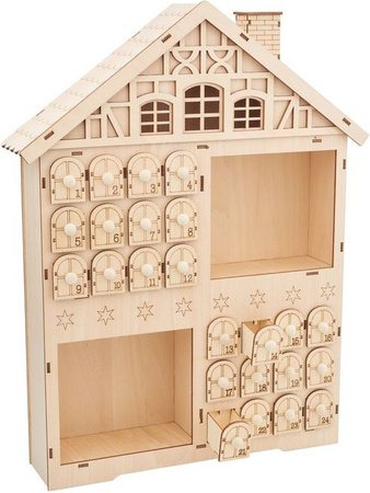 VBS Adventskalender Haus in Beige aus Sperrholz