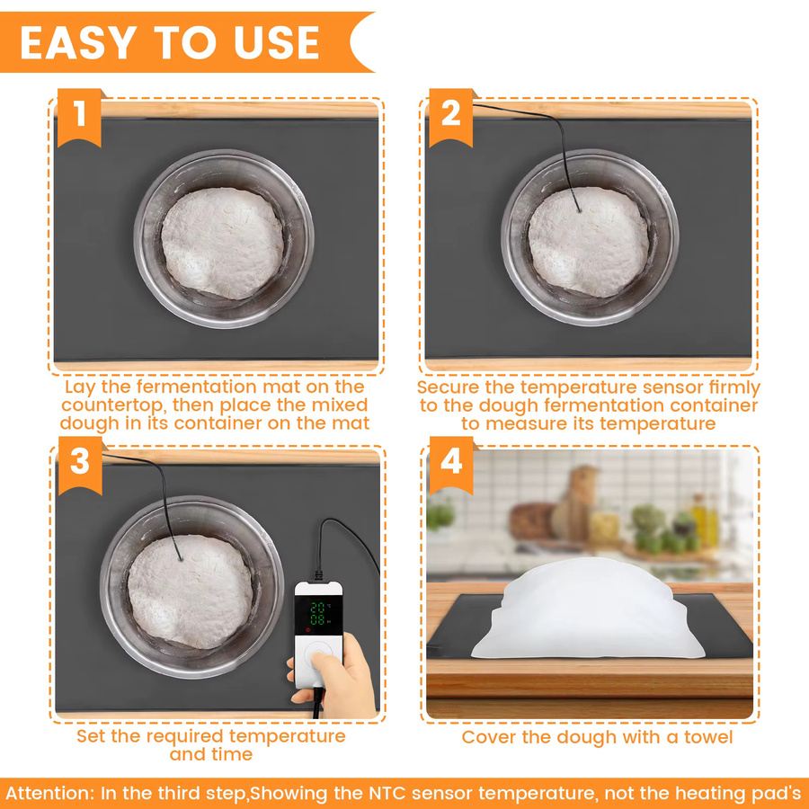 Willstar Brot-Proofer-Wärmematte in Schwarz mit einstellbarer Temperatur für Sauerteig und Teig-Starter, wasserdichtes Teig-Proofer-Pad zum Backen - Bild 5