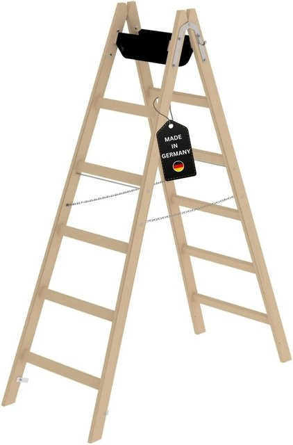 PROREGAL Sprossen-Stehleiter aus Holz in Braun mit 2 x 6 Sprossen - Bild 1