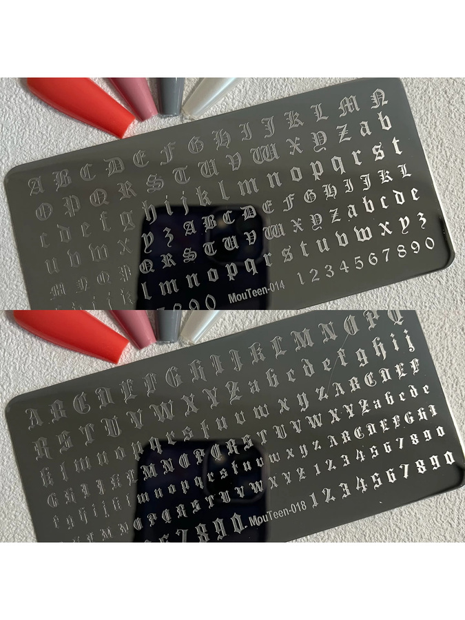 MouTeen Gothic Alphabet Stempelplatte aus Edelstahl, 2 Stück - Bild 1