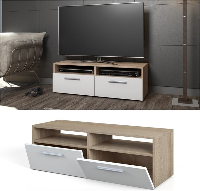 Vicco Lowboard Diego Fernsehschrank Sideboard in Weiß mit Melaminharzbeschichtung - Bild 1