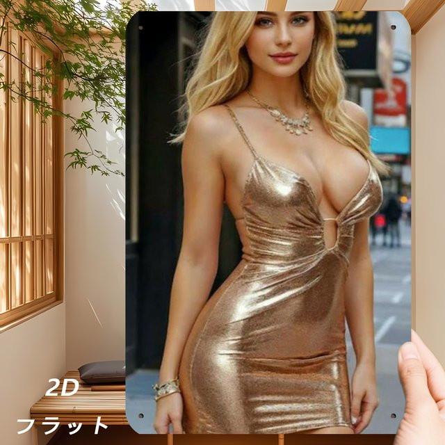 CIFBUY Glitzernde Wandkunst aus Metall mit weiblicher Figur in Gold, Breite: 20 cm, Höhe: 30 cm - Bild 1