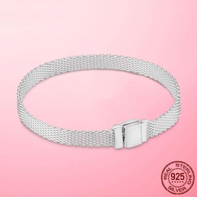 YIRAN Jewelry Mesh-Armband, 925 Silber, Gold, Damen, 18cm - Bild 1