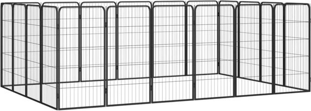 vidaXL Hundelaufstall 20-teilig aus pulverbeschichtetem Stahl in Schwarz, B: 100 cm, H: 50 cm - Bild 1