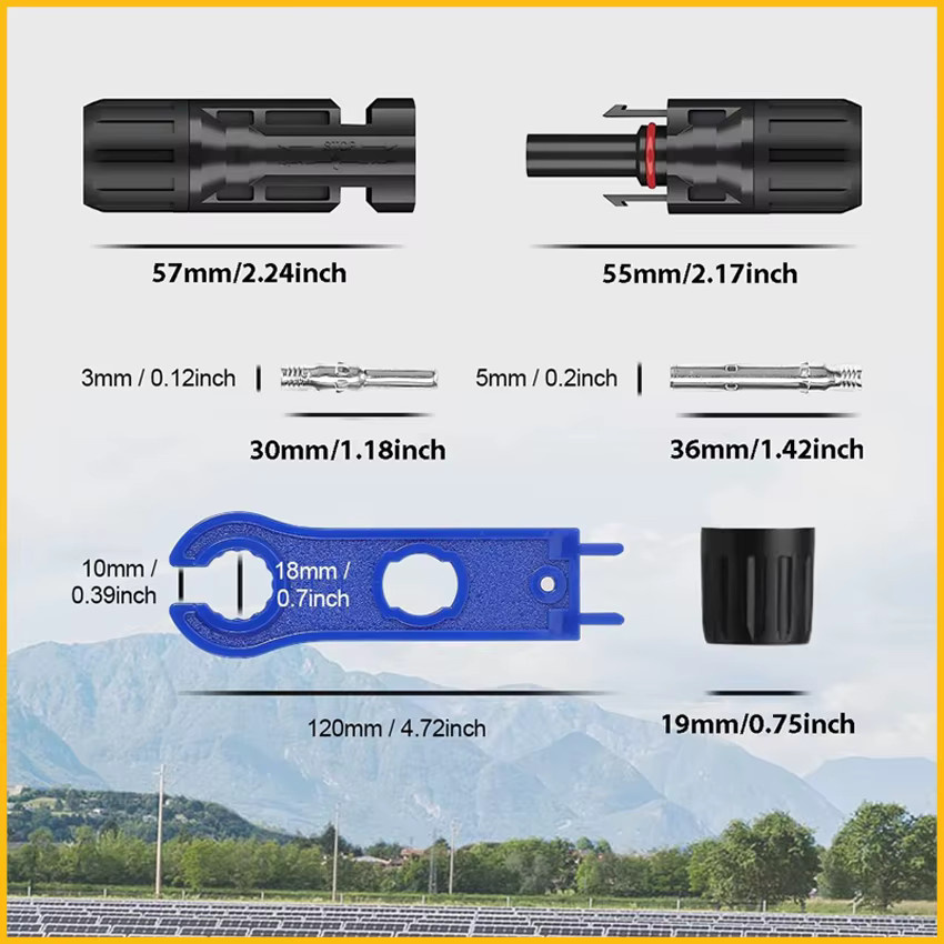 EVSOLAR MC4 Stecker-Set IP67 wasserdicht 30 A 1000 V für PV-Kabel männlich und weiblich - Bild 5