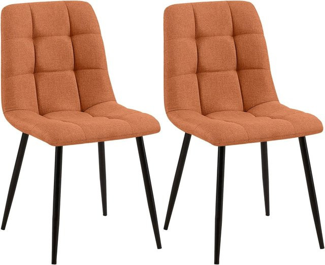 2er Set Esszimmerstühle DELUKE FIGAD in Orange mit Steppmuster und Metallgestell, B/T/H: 45 x 55 x 84 cm - Bild 1