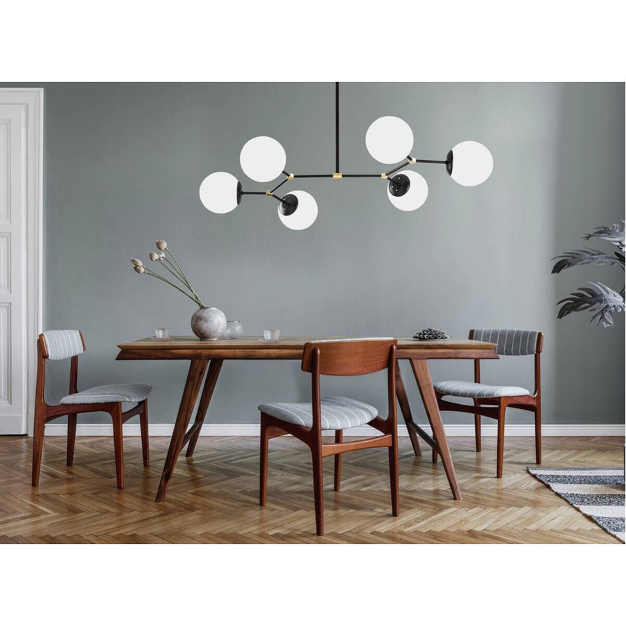 Opviq Pendelleuchte Damar in Schwarz und Weiß aus Glas und Eisen mit 6 E27 Fassungen, B/H/T/L: 100 x 48 x 58 x 100 cm - Bild 2
