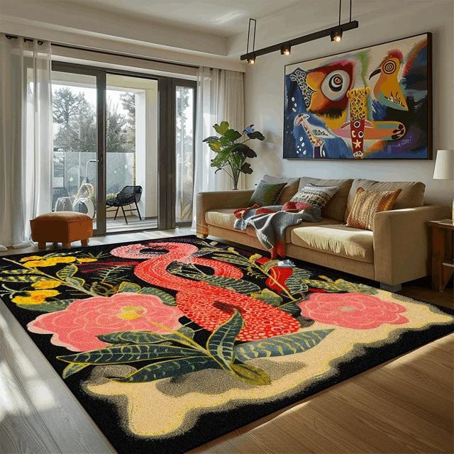 Karpetti Vintage Wohnzimmerteppich mit abstraktem Blumendekor, rutschfest und waschbar, Mehrfarbig, B: 80 cm, L: 160 cm - Bild 1