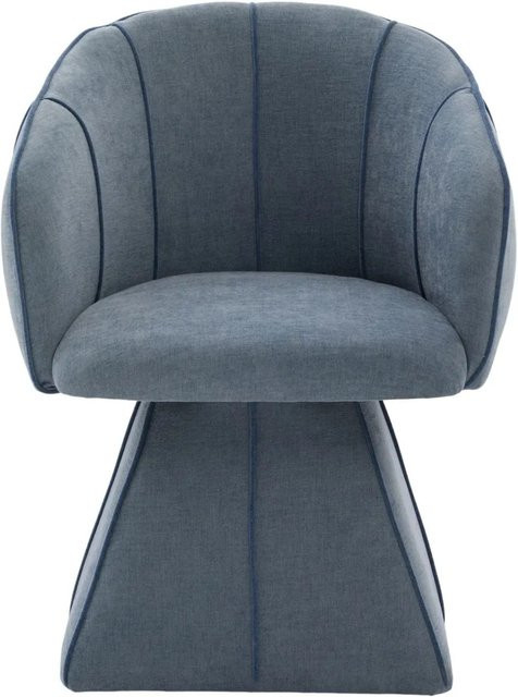 PXloue Drehsessel mit hoher Rückenlehne aus Chenille in Blau, 360 Grad drehbar mit Armlehnen - Bild 1