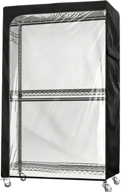 Fishine Kleiderständer Abdeckung aus wasserdichtem 210D Oxford Stoff mit transparenter Vorderseite und Reißverschluss, Schwarz, B/T/H: 114,3 x 45,0 x 204,0 cm - Bild 1
