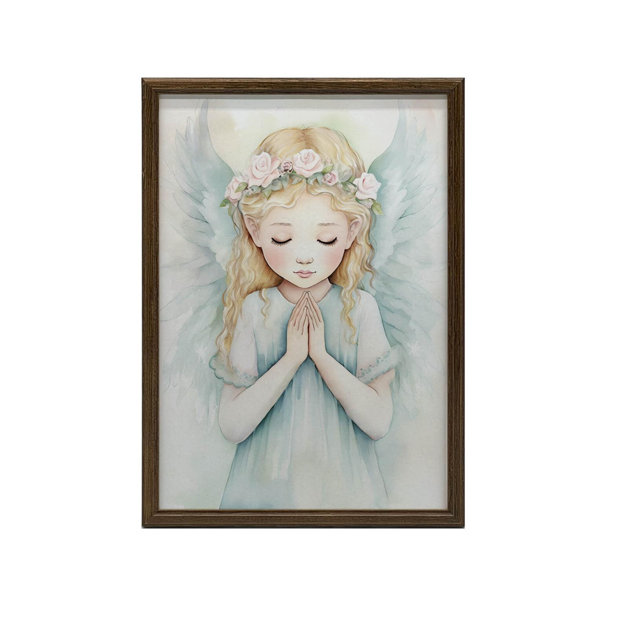 Pastellfarbener Betender Engel als Premium-Leinwand auf Keilrahmen von iKable, Breite: 30 cm, Höhe: 40 cm - Bild 2
