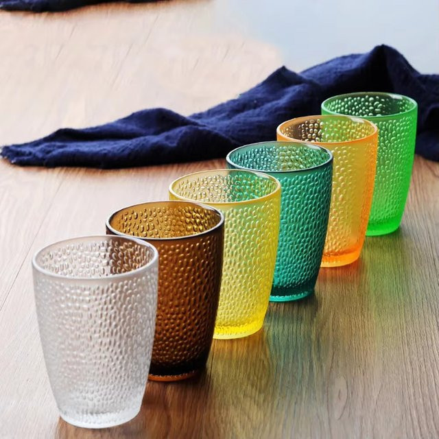 5er Set JIUAN Acryl Wassergläser mit geometrischem Design in Bunt und Blau - Bild 1