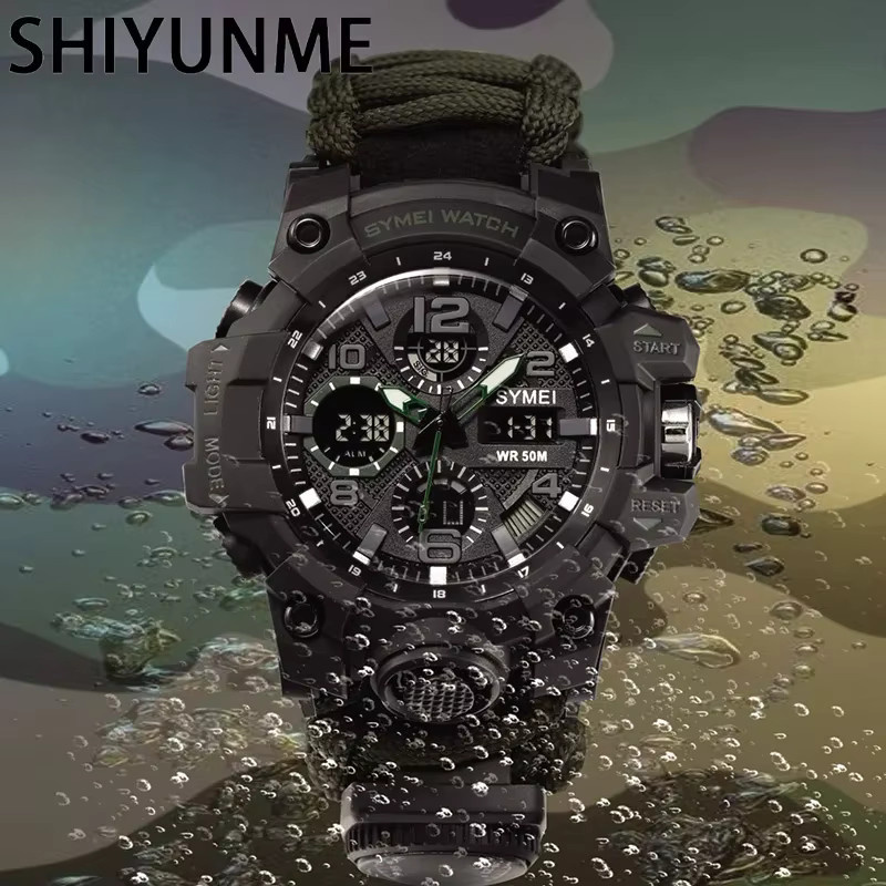 SHIYUNME Digitaluhr, Quarz, Kompass, Thermometer, Schwarz, Herren - Bild 2