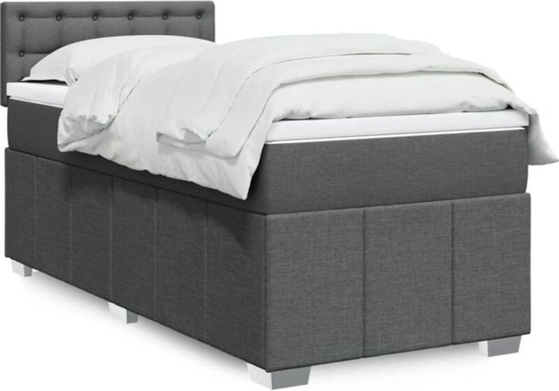 vidaxl Boxspringbett mit Matratze aus Stoff in Grau B/T/H: 100 x 200 x 100,5 cm - Bild 1