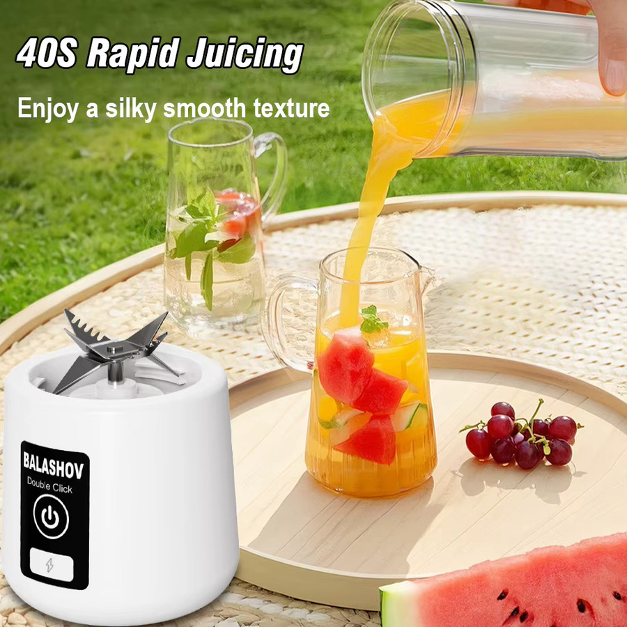 Tragbarer elektrischer Entsafter von BALASHOV in Grün mit Obstmixer und Saftbecher für Gemüse und Obst - Bild 2