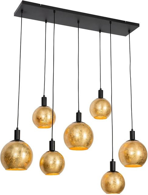 QAZQA Design-Hängelampe Bert, 7-flammig, Schwarz und Gold, dimmbar, höhenverstellbar - Bild 1