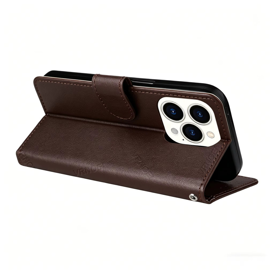 VOUVI Brieftaschenhülle aus PU-Leder für iPhone 11 bis iPhone 17 Pro Max mit Kartenclip und stoßfestem Schutz in Pink oder Braun - Bild 4
