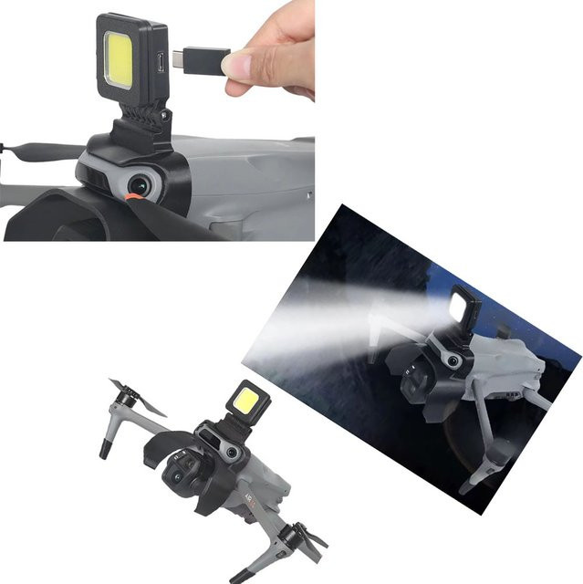 DJI AIR 3S 2-in-1 LED-Navigationslicht und Gimbal-Kameraschutz in Schwarz für Nachtflüge mit 3 Beleuchtungsmodi - Bild 1