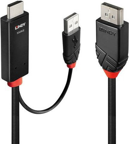 Lindy Monitor Adapter HDMI auf DisplayPort mit USB 3.2 Gen 1 Stecker A in Schwarz - Bild 1