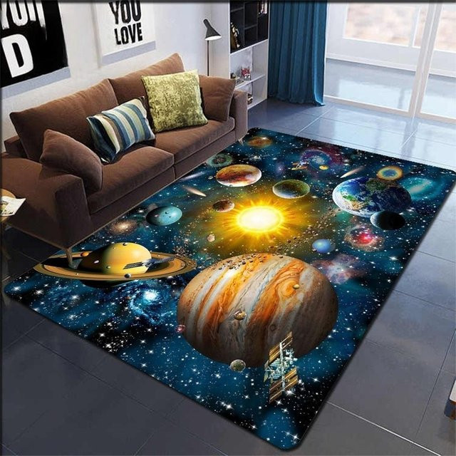 Lodestar 3D Solar System Kinderzimmer Teppich mit Planeten-Motiv, rutschfest und bunt, B/T: 90 x 60 cm - Bild 1