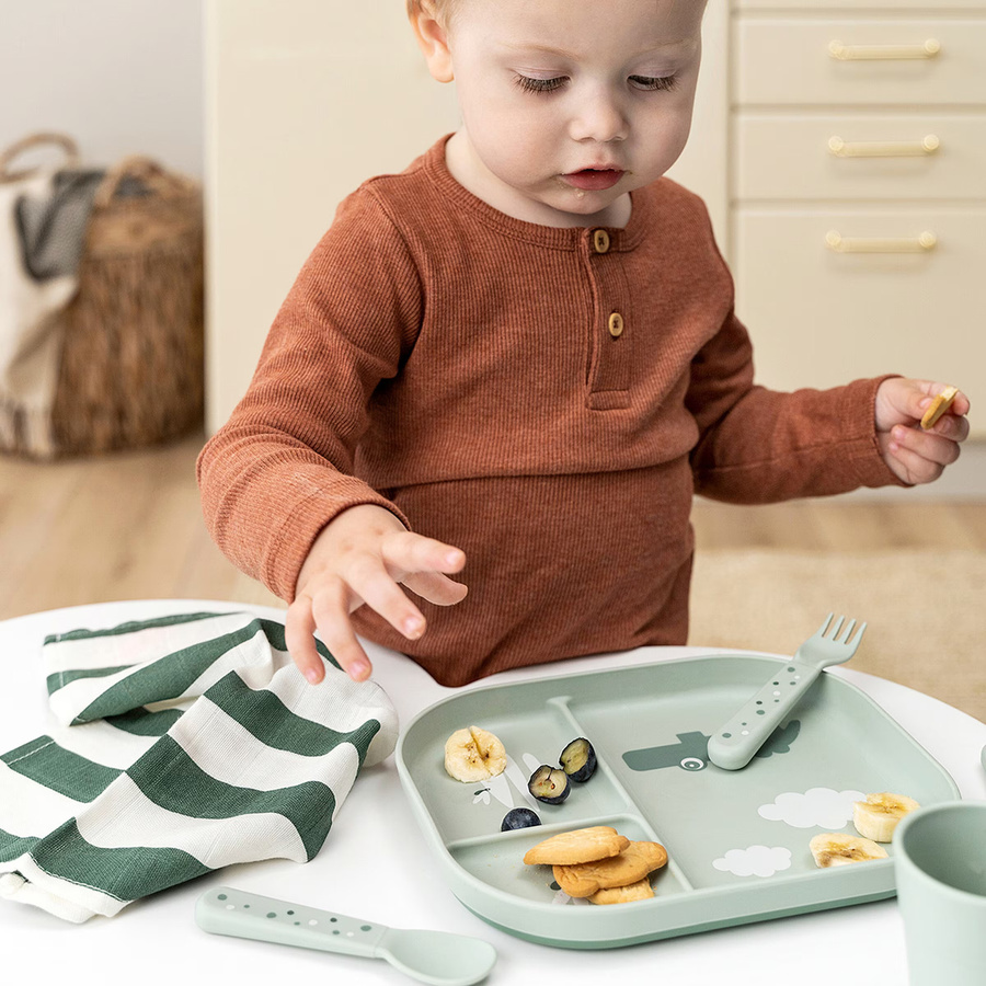 Done By Deer Menüteller Foodie für Kinder aus Melamin in Grün - Bild 2