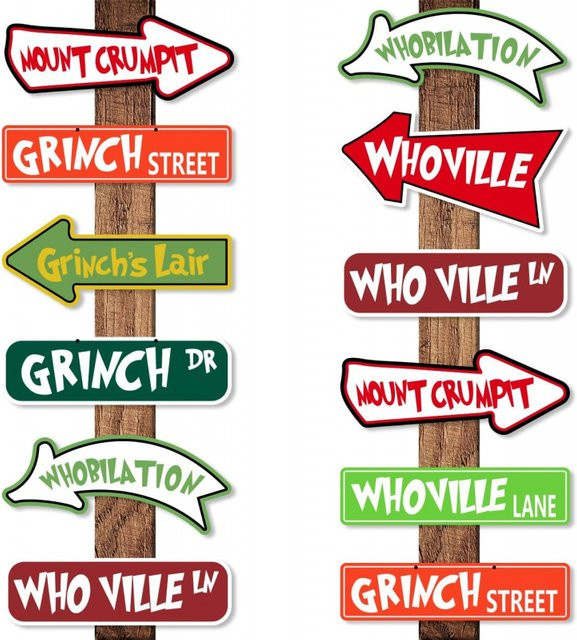 Greench Whoville Weihnachtsbaumschmuck Set aus Papierkarten mit Lettering, 16 Stück, Mehrfarbig - Bild 1