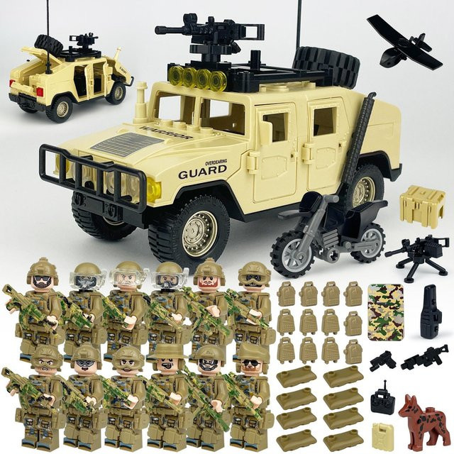 Yiran toy Polizei-Militär-Anzug-Banditen-Kämpfer-Kriegsland- und See-Jeep, Konstruktionsbaustein-Spielzeugpuppen, ab 14 Jahre - Bild 1