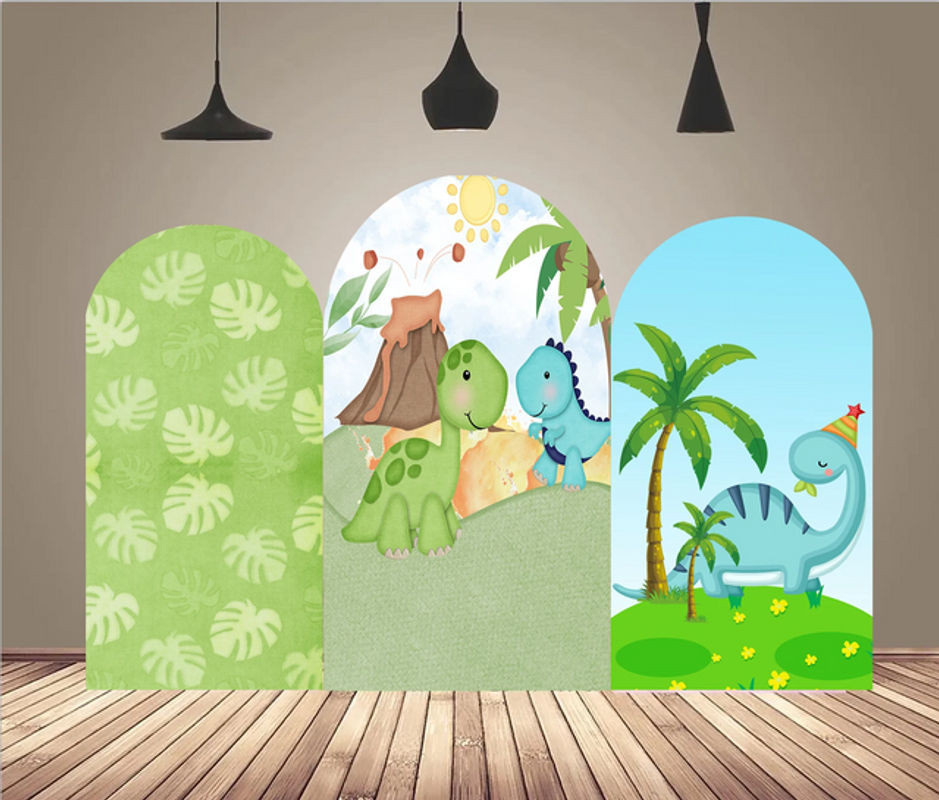 VIKAMA Cartoon Dinosaurier Bogen Hintergrund für Kindergeburtstage, mehrfarbig, B/H: 120 x 50 cm - Bild 1