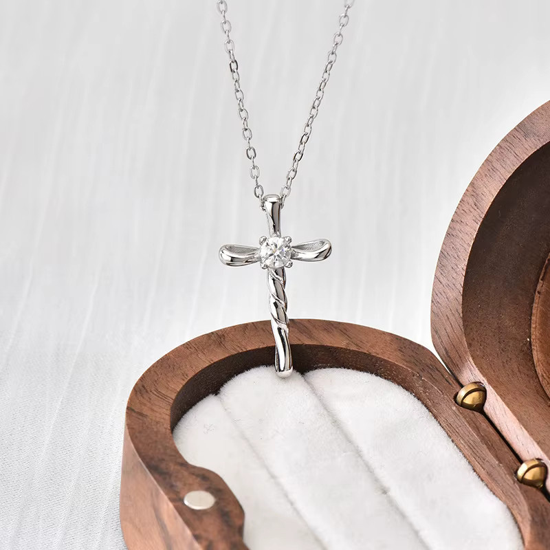 LOVESSOM Kreuz-Halskette, 925 Silber, Moissanit, Unisex - Bild 2