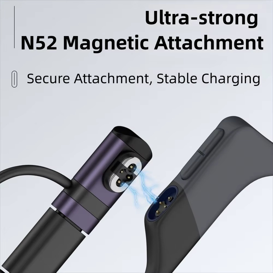 Shokz Magnetisches Ladegerät mit USB-C Typ-C Anschluss und LED-Anzeige in Grau für Knochenleitungskopfhörer AS800 S803 S810 S710 - Bild 2