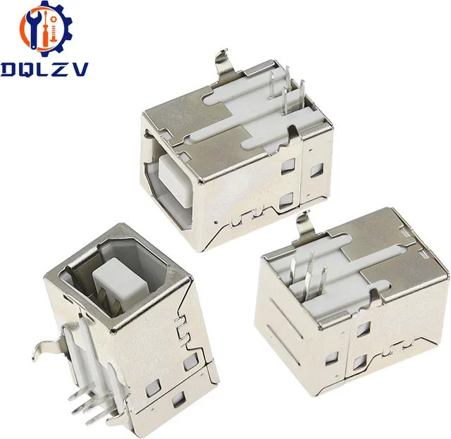 DQLZV USB-A Buchse Typ B Rechtwinklig Silver PCB Stecker für Drucker - Bild 1