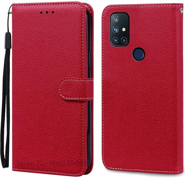 OnePlus Nord N10 5G Leder Flip Wallet Cover Hülle in Dunkelrot - Bild 1