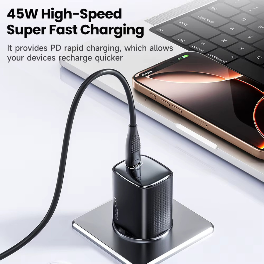 Toocki PD 45 W USB GaN Ladegerät mit USB-C Anschluss in Schwarz für Samsung, iPhone und Macbook mit EU-Stecker - Bild 3