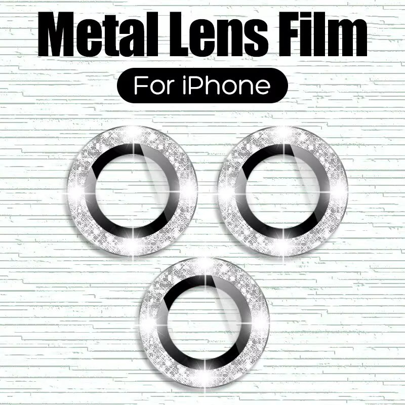 3er Set Kamera Objektiv Schutz Glas für iPhone 11 12 13 14 15 Pro Max Mini in Schwarz und Silber - Bild 6