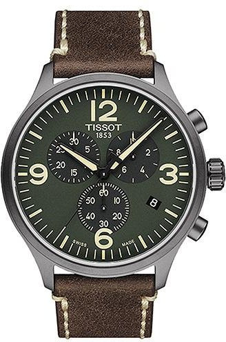 Tissot Armbanduhr, Quarz, Edelstahlgehäuse, grünes Zifferblatt, Lederarmband - Bild 1