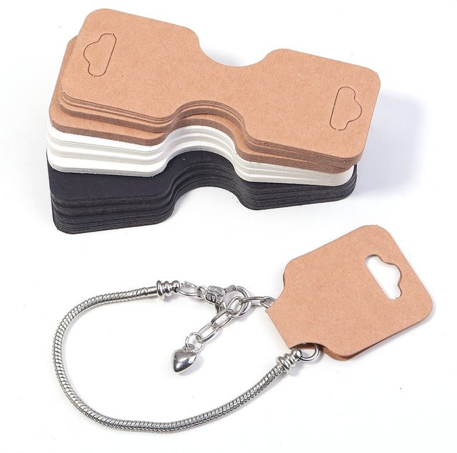 50 Stück faltbare Kraftpapier-Verpackungskarten von filluck in Schwarz für DIY-Schmuck-Displays, Halsketten und Armbänder, B: 9 cm, H: 3,4 cm - Bild 1