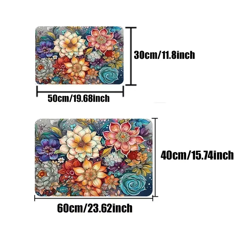 VIKAMA Fußmatte mit Blättermuster in Multicolour, rechteckiger Teppich für Wohnzimmer, Küche und Badezimmer, B/T: 60 x 40 cm - Bild 3