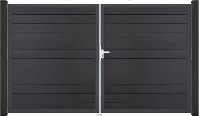 GroJa Solid Steckzaun Tor Doppelflügel DIN Rechts DB in Anthrazitgrau - Bild 1