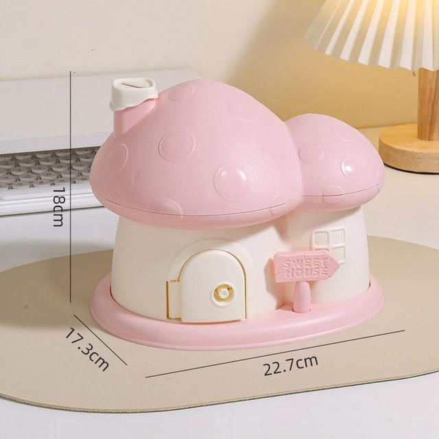 Yiran Furniture Pilzhaus Spardose in Pink als dekorative Münzspardose für Kinder und Erwachsene - Bild 1