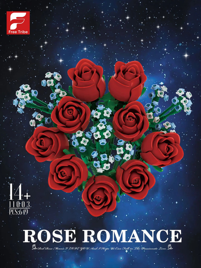 AMAZINGBLOKS Romantischer Rosen-Baustein-Bausatz, 649 Teile, ab 14 Jahren - Bild 7