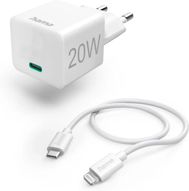 Hama Schnellladegerät mit Lightning-Ladekabel, PD 20 W, Weiß - Bild 1