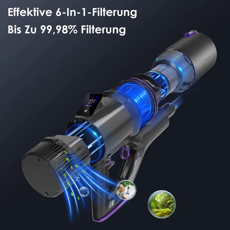 FixtFixer V10 Akku-Staubsauger in Lila mit 500 W Leistung und LED-Anzeige - Bild 4