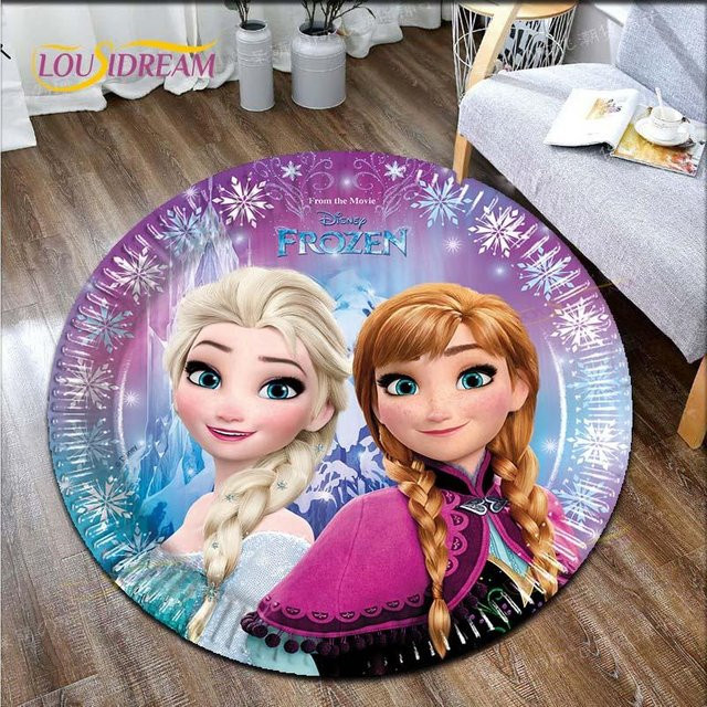 Runder Kinderteppich mit Frozen-Motiv von Yunheng, Flanell-Bodenteppich für Wohnzimmer und Schlafzimmer, Mehrfarbig, Durchmesser: 60 cm - Bild 1