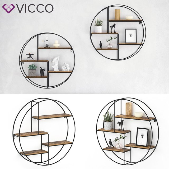 VICCO Loft Wandregal FYRK in Schwarz im Industrial Design aus Holz und Metall für Küche und Wohnzimmer - Bild 1