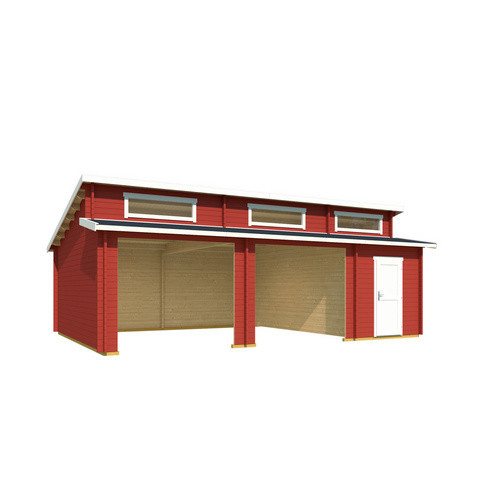 Blockgarage LASITA MAJA Hawaii in Schwedenrot mit separatem Abstellraum, B/T: 820 x 579,6 cm - Bild 2