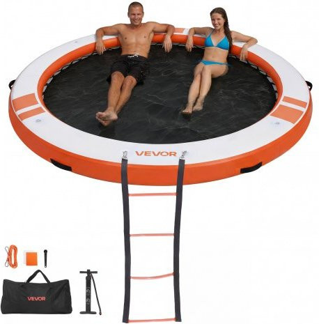 VEVOR Aufblasbares Schwimmdock Orange, Durchmesser: 3,05 m, Schwimmplattform mit rutschfester Oberfläche, Tragetasche und abnehmbarer Leiter - Bild 1