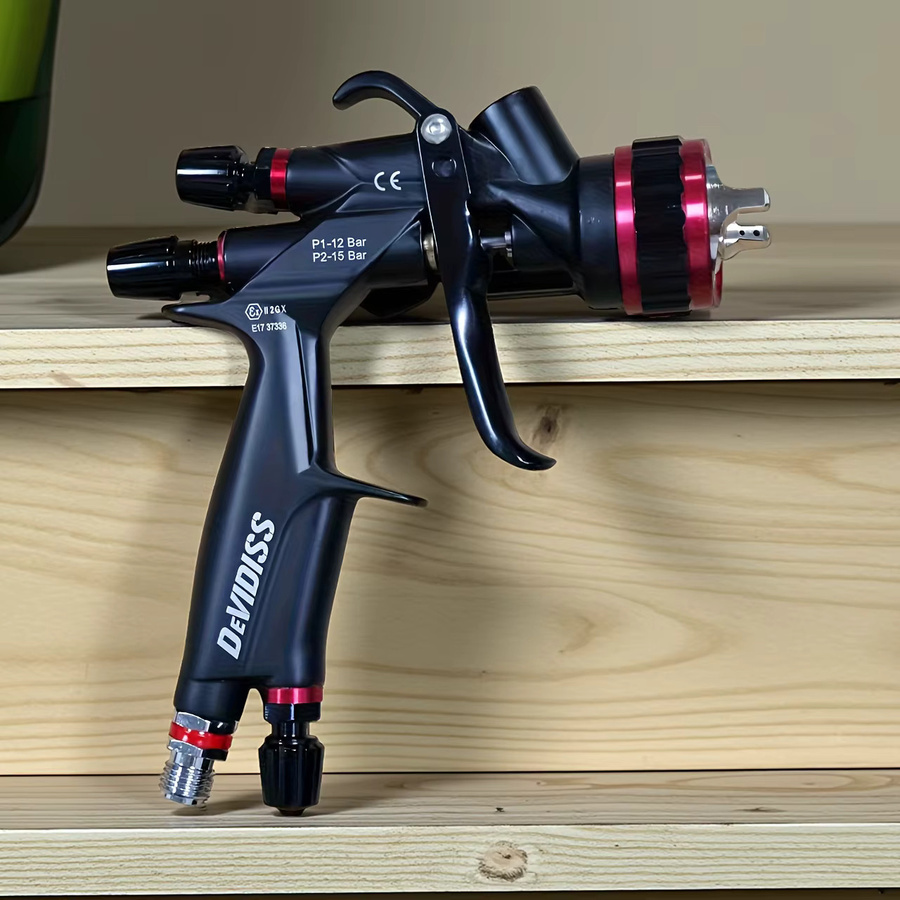 Devi AD-60 Schwarze Luftspritzpistole mit 1,3 mm HVLP-Düse und Doppeldruckregelung - Bild 3