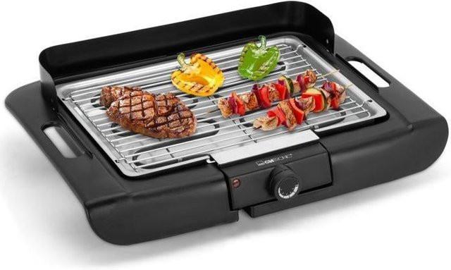 Clatronic Tischgrill BQ 3841 Elektro in Schwarz mit verstellbarem Thermostat und Chrom-Grillrost - Bild 1