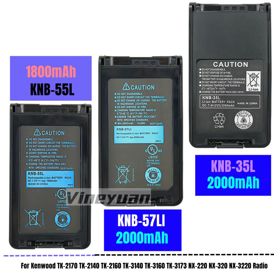 Kenwood Ersatzakku KNB-57L KNB-35L KNB-55L in Schwarz mit 2000 mAh für Funkgeräte TK-2170 TK-2140 TK-2160 TK-3140 NX-220 NX-320 - Bild 3